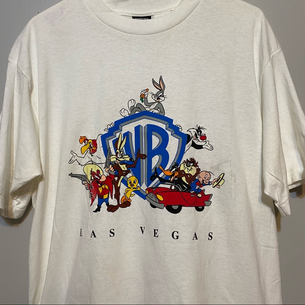 Vintage 90s Warner Bros Looney Tunes Las Vegas T-Shirt L NWT - Picture 2 of 5